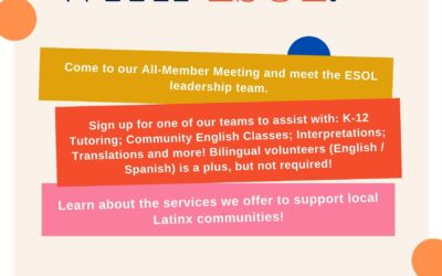 RECRUITMENT/ALL-MEMBER MEETING For ESOL October 12, 6pm